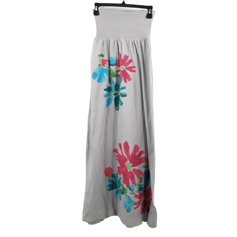 Old Navy Grey Floral Halter Top Maxi Dress XS